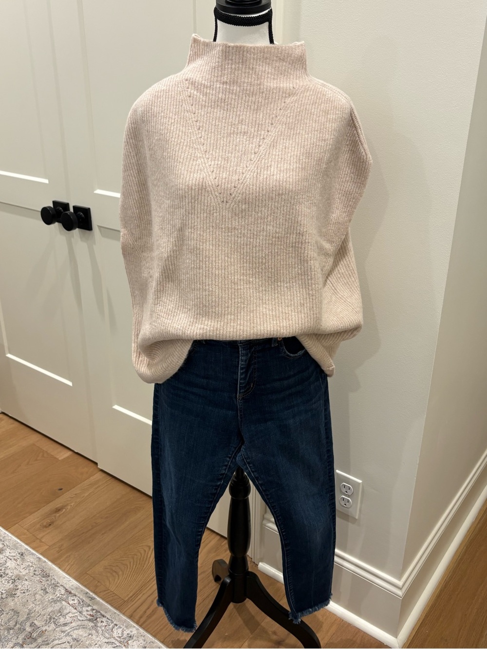 THML Tan Ribbed Mock Turtle Neck Sweater